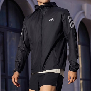 adidas Own the Run Jacket 跑步三条纹连帽透气夹克外套 IN1483