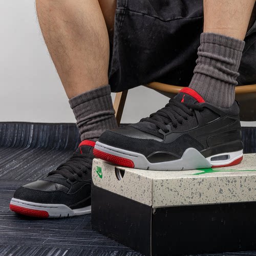 Jordan Air Jordan 4 舒适百搭 防滑耐磨 低帮 复古篮球鞋  黑色