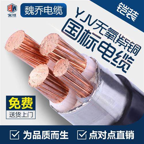 国标纯铜芯电缆铠装地埋ZR-YJV223/4芯50/70/95/120平方电力线缆,电子/电工,护套线,淘宝优惠券,粉丝福利购,淘宝优惠卷
