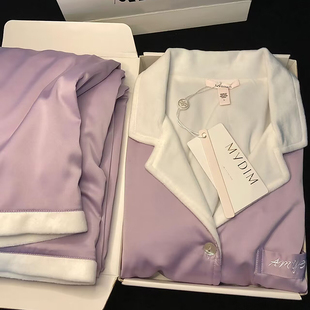 高级感送闺蜜丝绸缎加绒睡衣女款2025新款秋冬季加厚家居服礼盒装