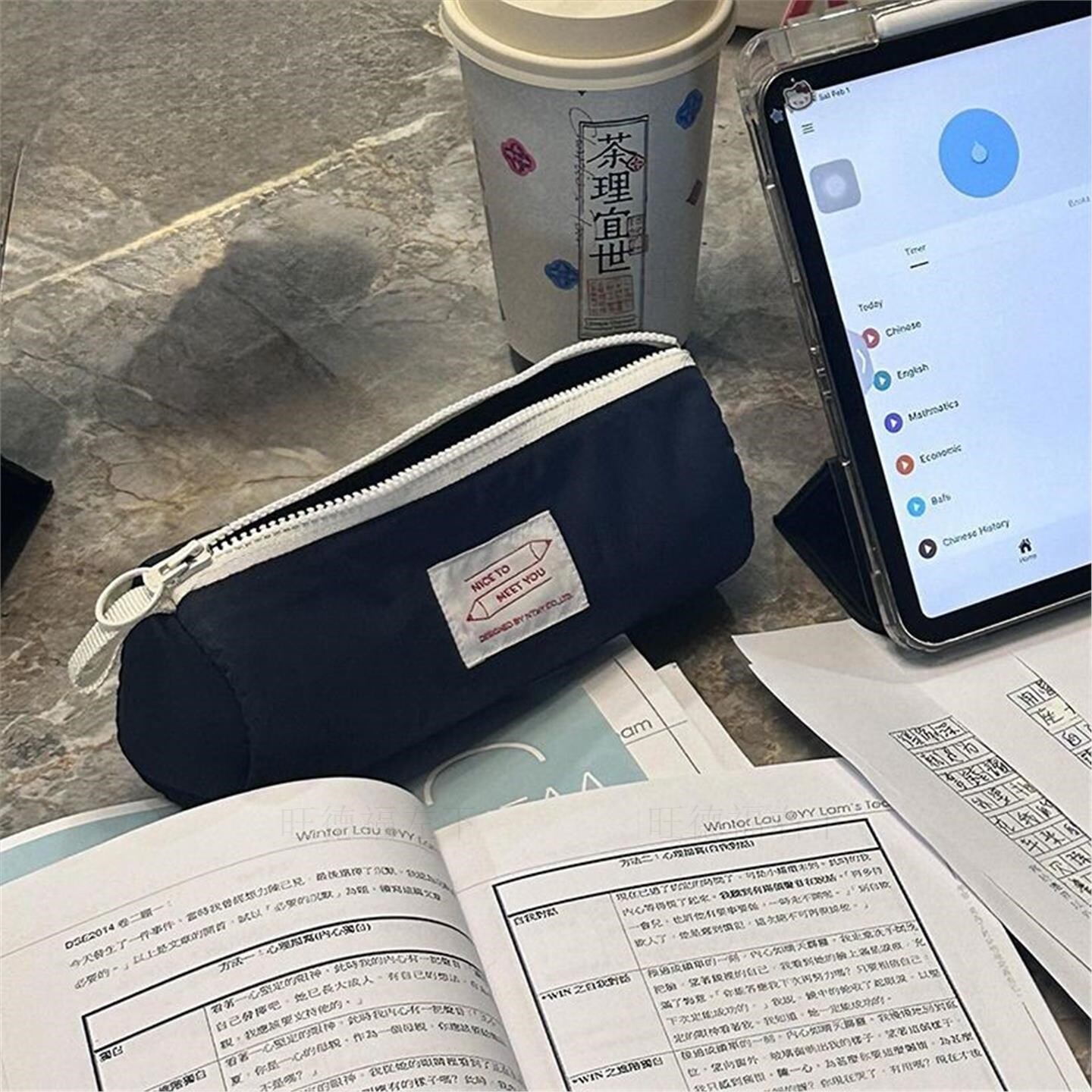 简约小众三明治高中拉链爆款笔袋简约文具耐脏大容量学生笔盒男女