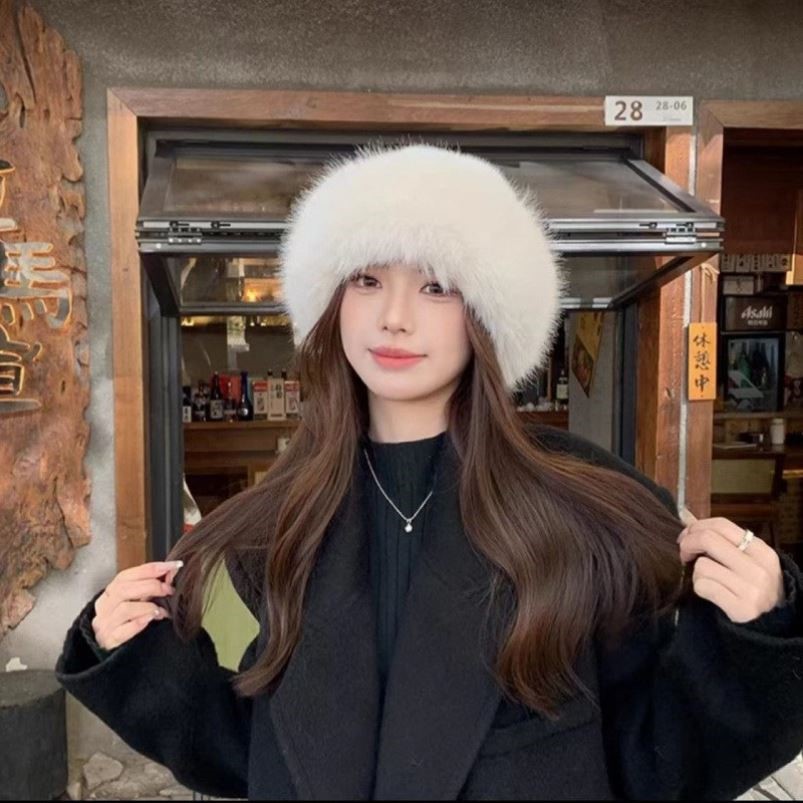 毛绒帽子女秋冬蒙古帽加厚保暖东北防寒帽盆帽护耳帽显脸小渔夫帽