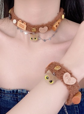 美拉德棕色小猫choker颈链