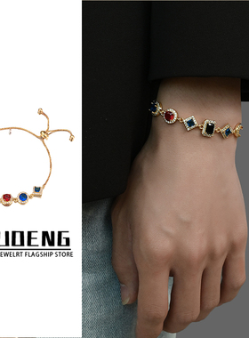 原创小众设计彩色锆石手链男女