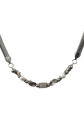 钛钢拼接蛇骨项链男轻奢高级感