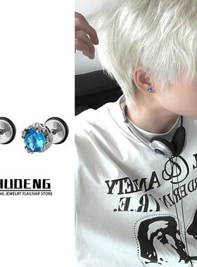 蓝色耳钉2026年新款爆款小众高级感独特耳环男轻奢痞帅耳饰品