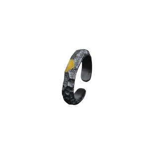 高级感男生单身戒指轻奢小众设计国潮食指环黑金开口可调节指环