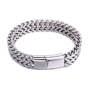 男生双层古巴钛钢手链手环男潮ins个性小众设计配饰品街头高级感