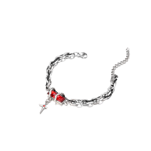 红色钛钢手链男轻奢小众设计精致高级感潮男配饰百搭男生手饰女