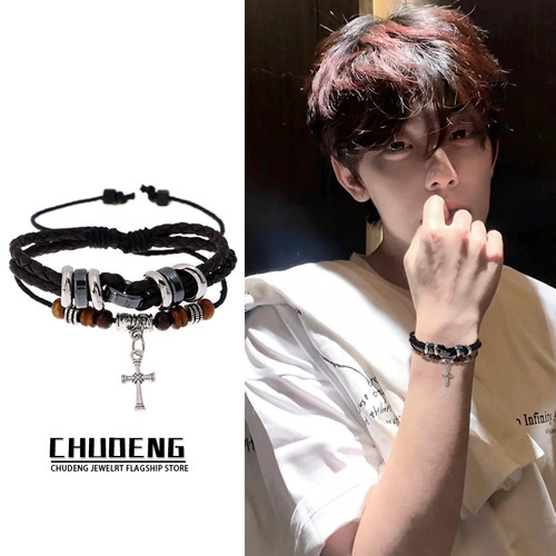十字架手链男款个性复古多层手串