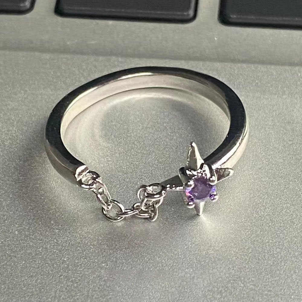 紫极光」精致紫色四芒星戒指