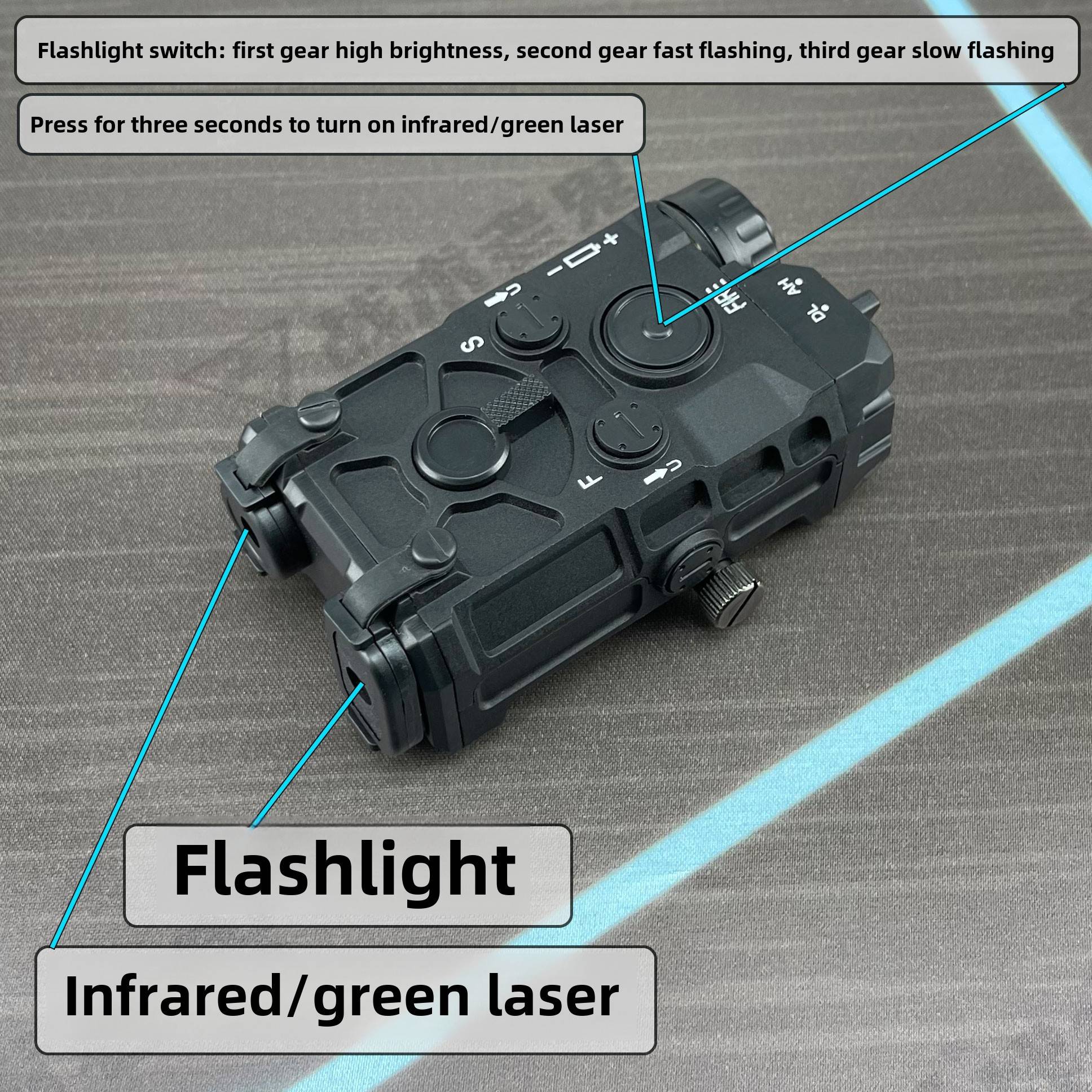 能O22925gl激鼠战绿术箱P光控q1多光功e闪灯三鼠尾5尾战术箱色激
