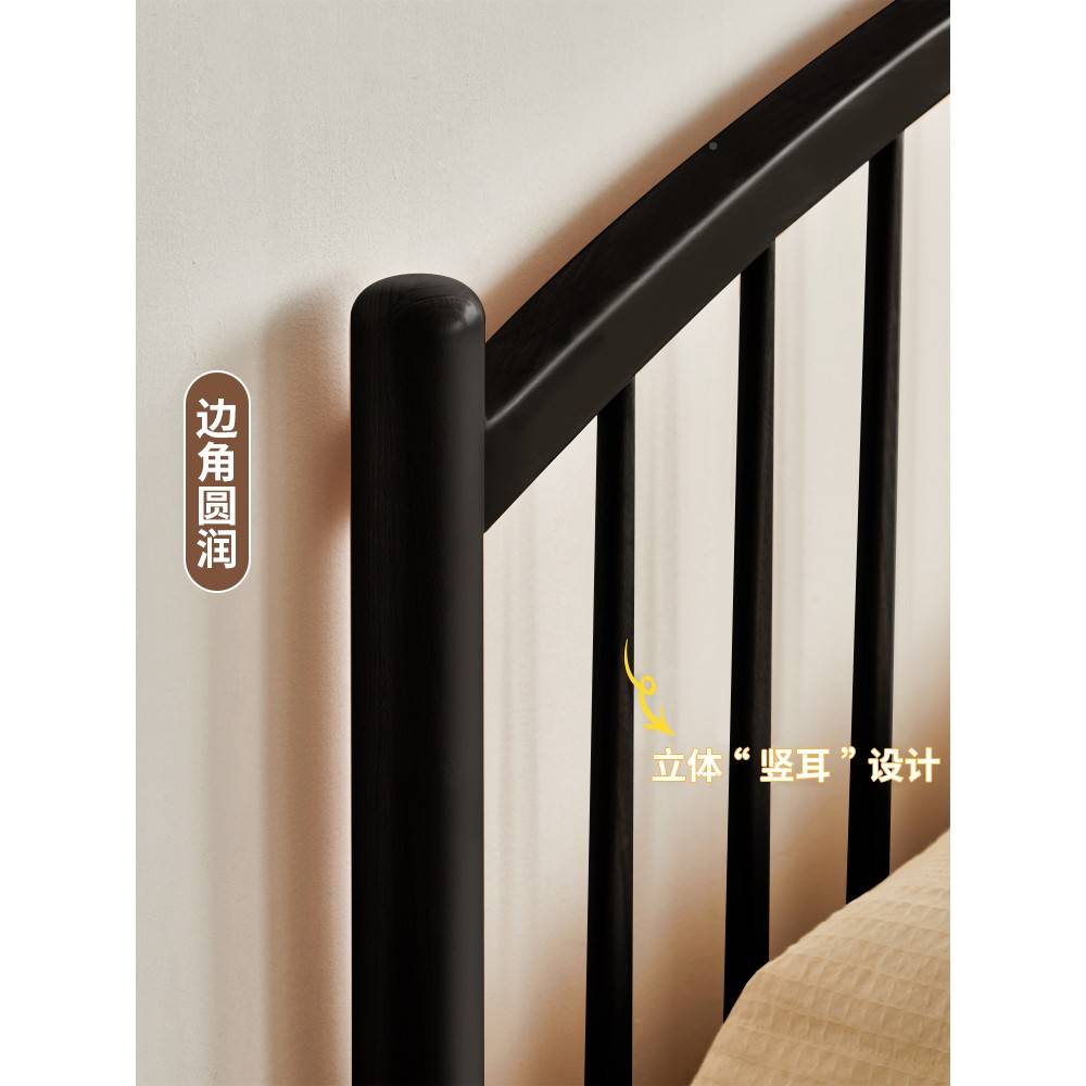 北黑色古1美床式欧简纯实32367木35双人1.18米现复代约米.5公m物