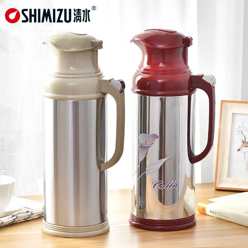 清家保温瓶温内量大容胆热空水暖保壶真塑料水玻瓶璃开壶61587水