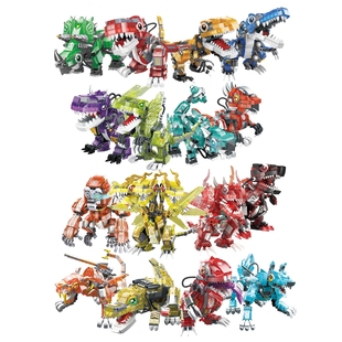 益智积木玩具 哲高潮品积木恐龙霸王龙海洋螃蟹小颗粒拼装 夜光