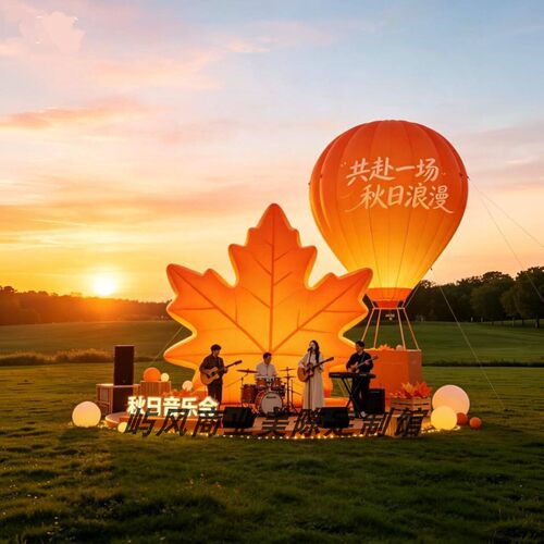 秋日大型热气球户外氛围美陈布置