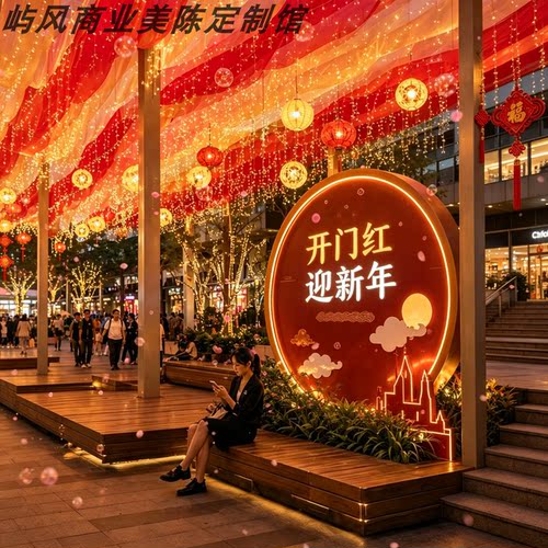开门红迎新年灯光美陈灯笼飘带