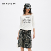 MARKGONG 设计感气质七分袖 荡领露背2026早春新品 女装 上衣