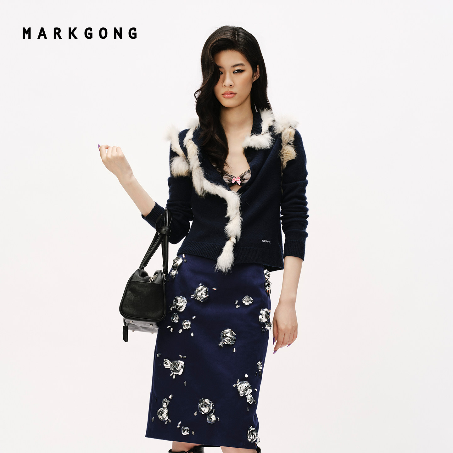 MARKGONG金岛狐装饰针织开衫图片