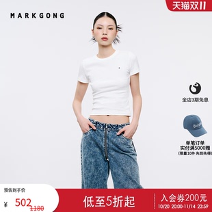 设计感高级流行独特气质简约绑带装 女装 饰针织上衣女 MARKGONG
