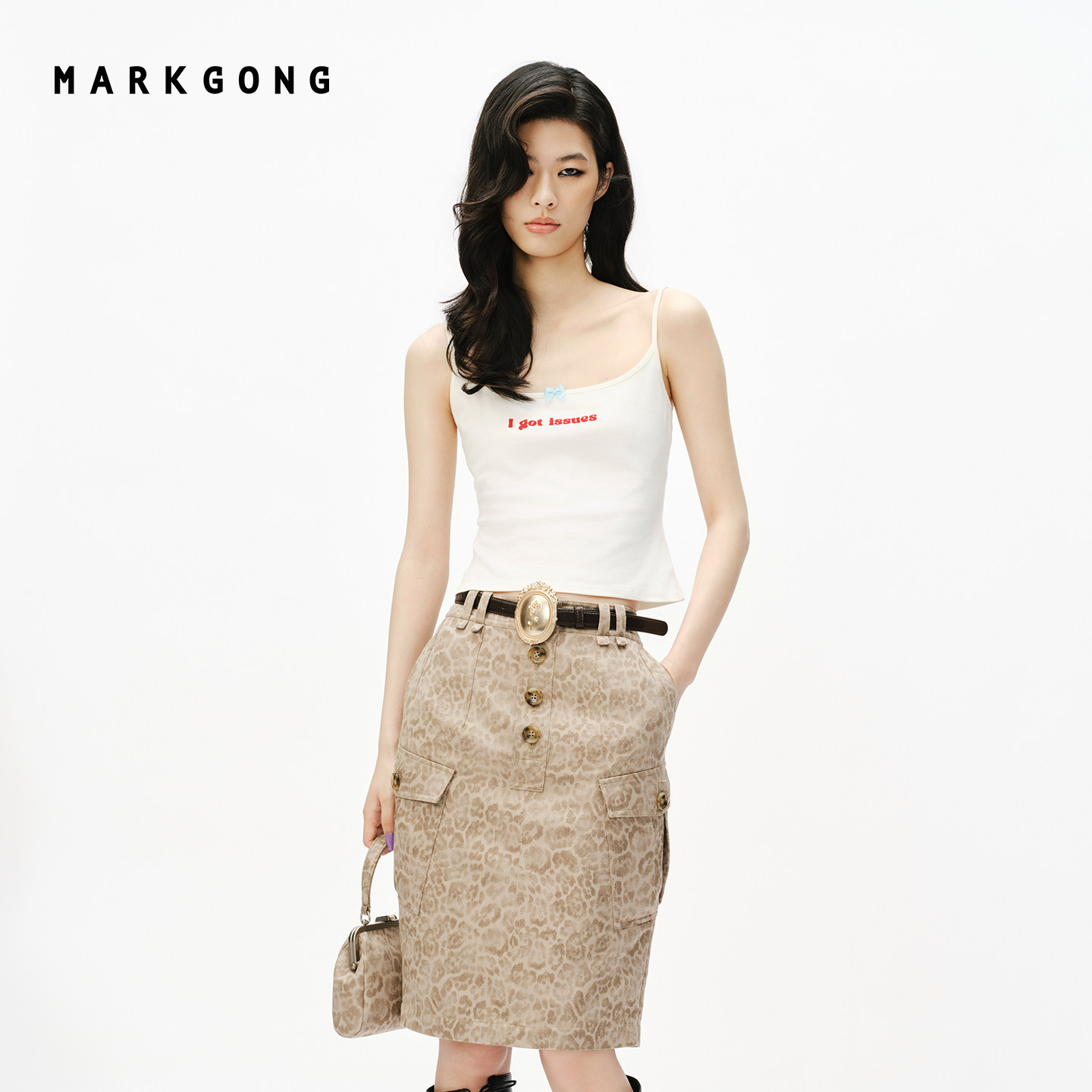 MARKGONG字母印花吊带背心图片