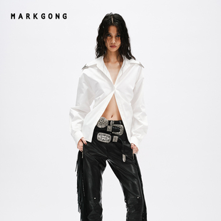 辛芷蕾同款【MARKGONG】设计感气质简约系带衬衫2026早春新品女装