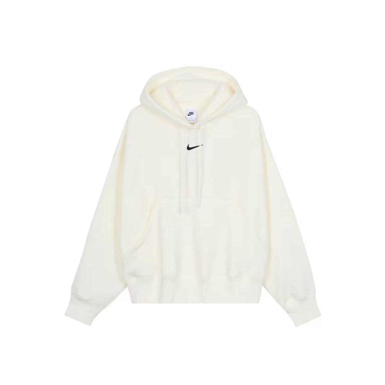 NIKE/耐克 Sportswear 纯色口袋连帽套头卫衣 白色女款DQ5859-133