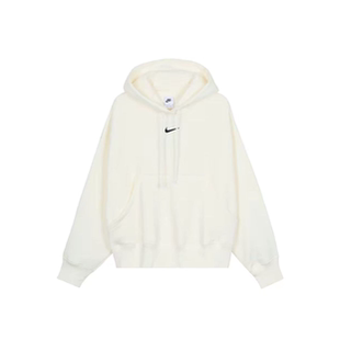 NIKE/耐克 Sportswear 纯色口袋连帽套头卫衣 白色女款DQ5859-133