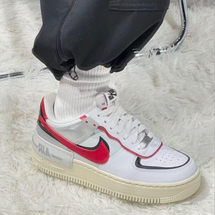NIKE/耐克AIR FORCE 1 AF1白红黑 女子空军一号运动鞋FN6335-100