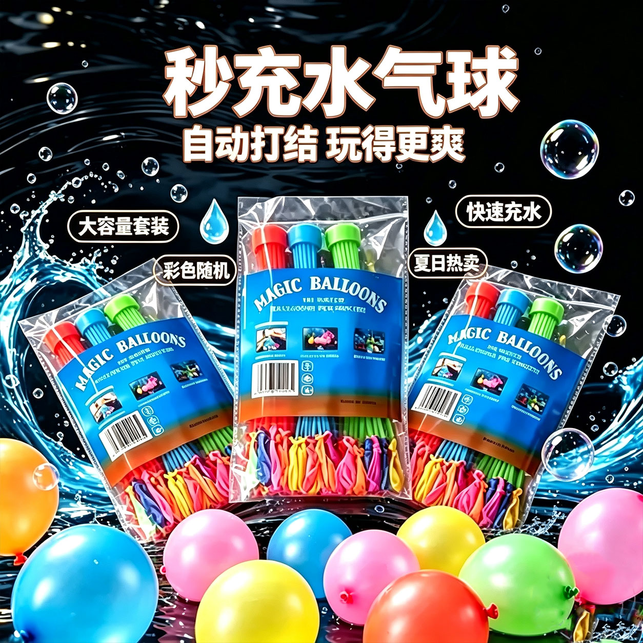 快速注水自动打结水气球儿童打仗