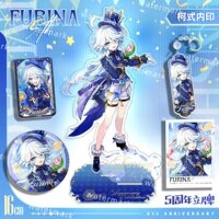 原神芙宁娜周边吧唧水神2025生日限定方形徽章二次元挂件立牌套装