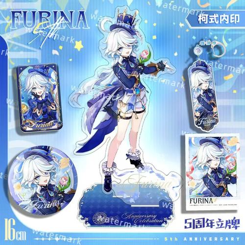 原神芙宁娜周边吧唧水神2025生日限定方形徽章二次元挂件立牌套装