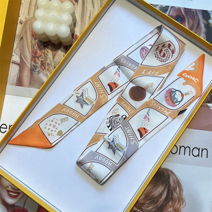 2025新款适用于D家丝巾绑包包小丝带窄搭配菜篮子飘带女韩版