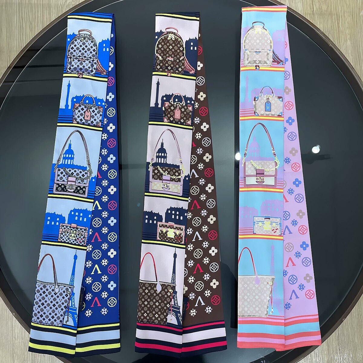 新款高端仿真小丝巾女细窄长条飘带平角领巾发带围巾绑包手柄丝带