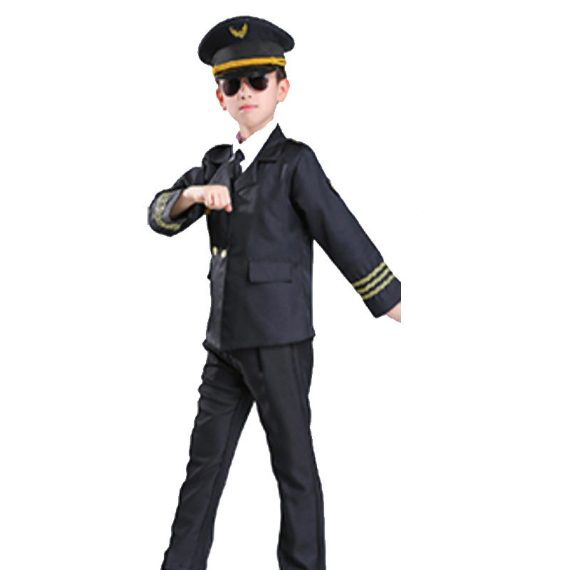 新款六一儿童演出服海色小女孩表演服装夏女童空姐空少服酒红