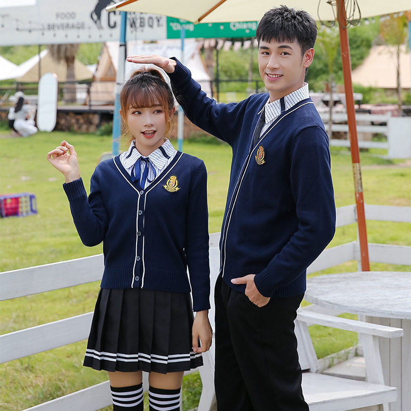 中学生校服班服韩版时尚英伦学院风jk制服套装棉针织开衫一件代发