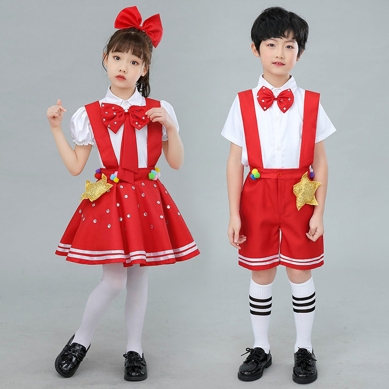 六一建党节大合唱演出服闪亮的小红星幼儿园舞蹈学生朗诵表演服装