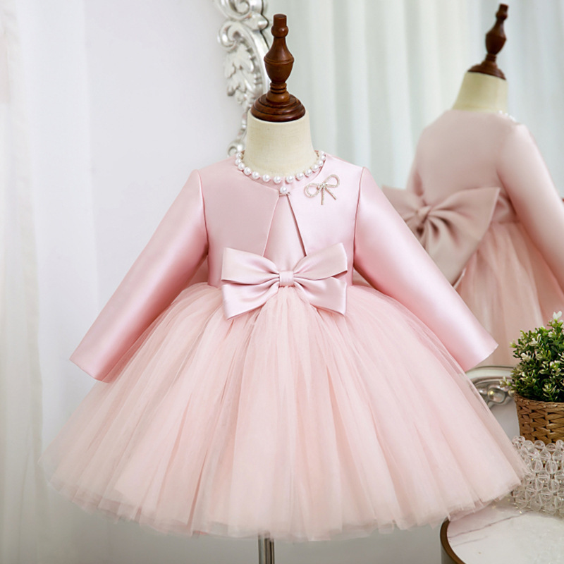 儿童礼服公主裙花童婚纱洋气女孩生日春秋女童连衣裙表演服