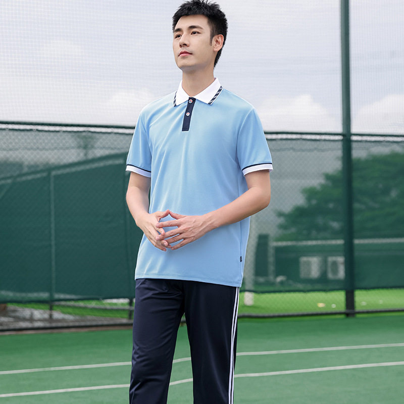夏季校服套装中学生初中高中小学生蓝色短袖t恤polo衫薄男女班服