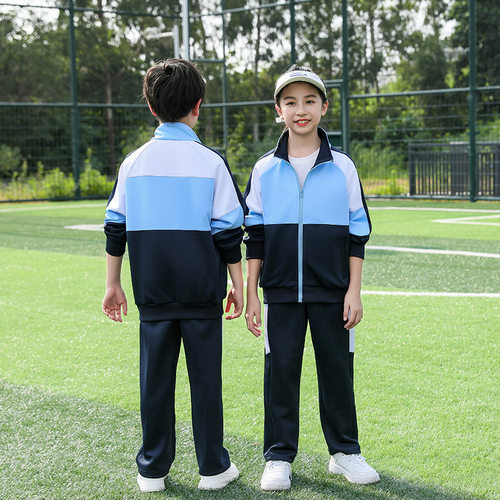 春秋季中小学生校服套装三件套初中生高中生蓝色运动服高中生班服