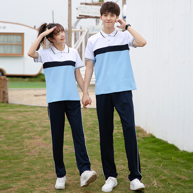 夏季初中生夏装短袖T恤校服 中学生高中生大学运动服套装班服现货