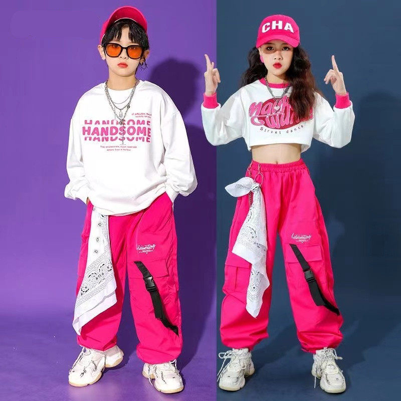 儿童爵士舞服装女童啦啦队街舞套装嘻哈潮牌男童装走秀潮装