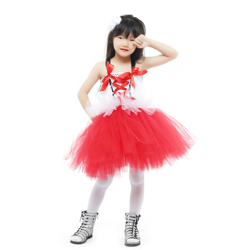 外贸跨境货源儿童礼服圣诞节日手工蓬蓬裙女童小红帽舞会演出服
