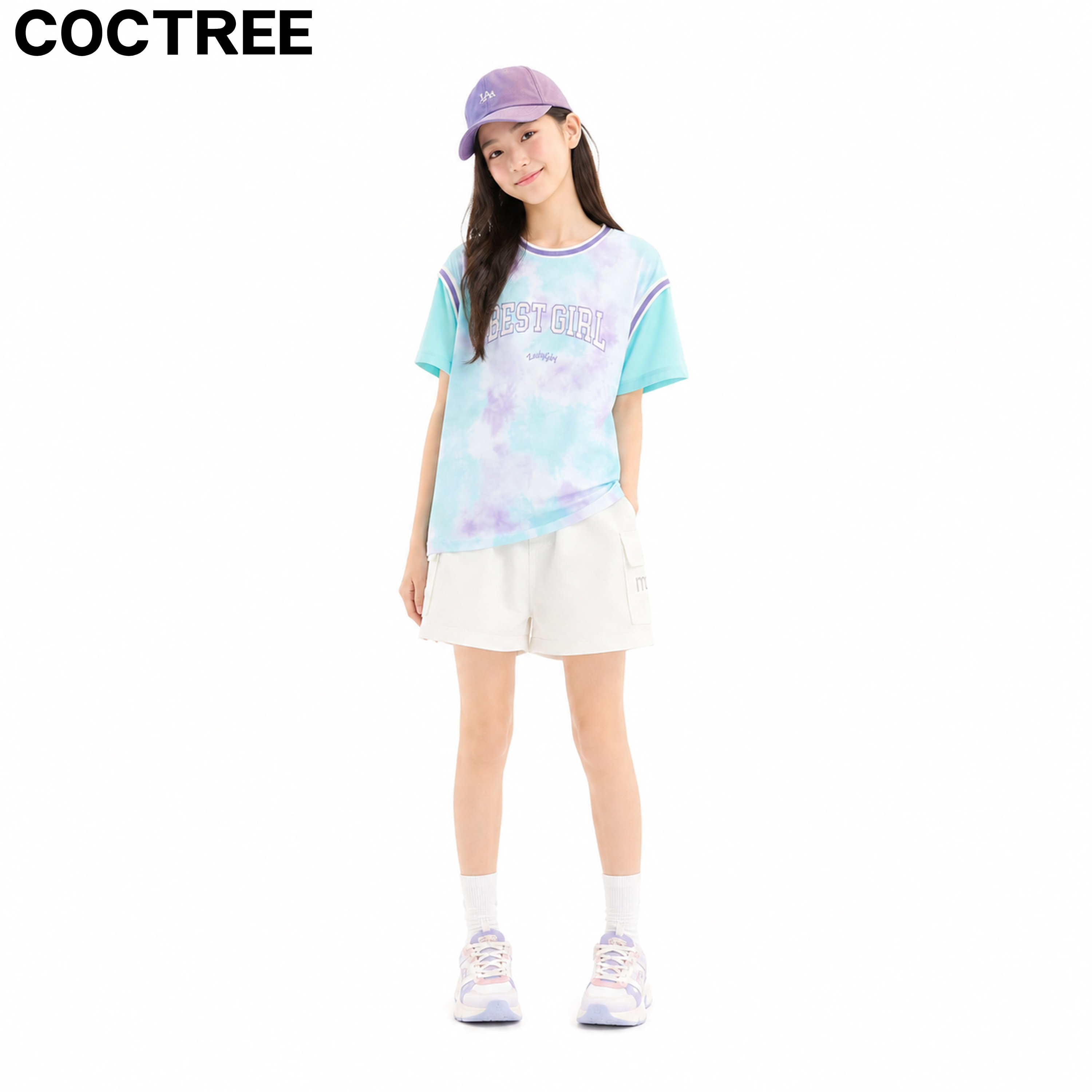 COCOTREE迷彩假两件拼接圆领T恤