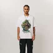 T恤美式 TRIBAL 涂鸦骷髅插画短袖 街头潮牌街舞滑板情侣宽松圆领T