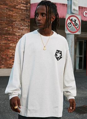 TRIBAL TSTAR立体LOGO基础长袖T恤美式街头潮牌街舞情侣宽松圆领T