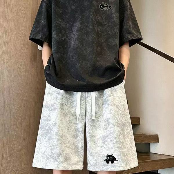 潮牌风男士扎染短袖五分裤套装 2026 夏日慵懒风百搭帅气两件套