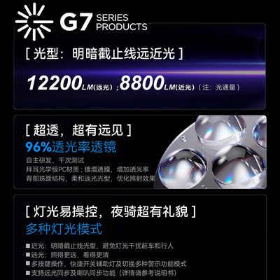 GR 新款摩托射灯远近光G7-X5Pro一拖二套装典藏版鸣笛爆闪带切线