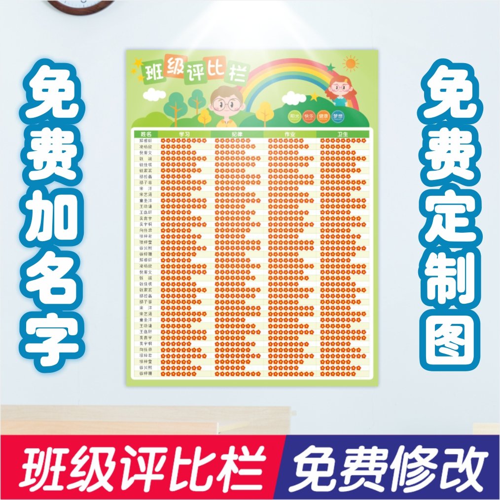 班级评比栏墙贴小学生你追我赶幼儿园小红花奖励榜教室布置装饰
