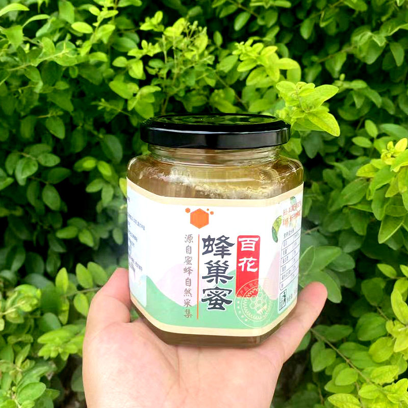健凤园农家瓶装蜂巢蜜蜂窝蜜原蜜500克/瓶百多花巢加蜜蜂场